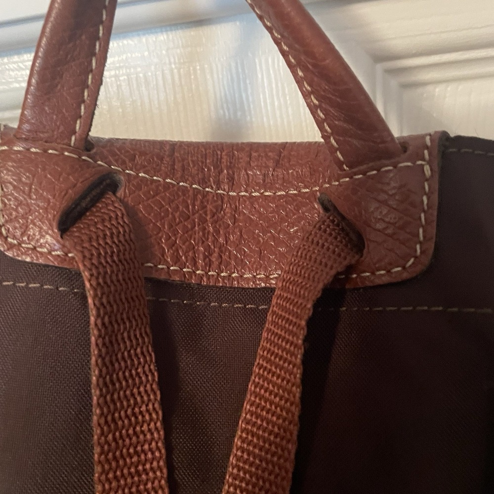 Longchamp Brown Nylon & Leather Backpack Tote - Picture 9 of 16